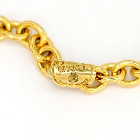 CHANEL Logo Charm Chain Long Necklace 35" Gold Tone Auth - Picture 5 of 7